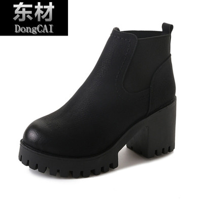 短筒靴子秋季2017新款高跟防水臺(tái)切爾西靴女粗跟及踝裸靴側(cè)拉鏈 東材短靴型號(hào)【價(jià)格 圖片 品牌 報(bào)價(jià)】-蘇寧易購(gòu)力盾服飾鞋帽專營(yíng)店