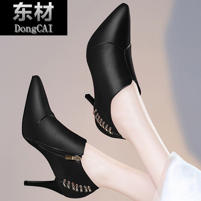 高跟女靴子2017秋新款韓版百搭細(xì)跟單鞋女士中跟皮鞋側(cè)拉鏈尖頭深口單鞋短筒及裸靴 東材短靴型號(hào)【價(jià)格 圖片 品牌 報(bào)價(jià)】-蘇寧易購(gòu)力盾服飾鞋帽專營(yíng)店