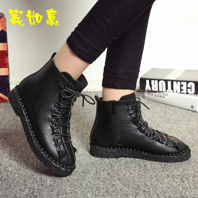 雪地短靴女秋潮新款英倫馬丁單靴厚底學(xué)生休閑平底女韓版靴子 賓如意靴子型號【價格 圖片 品牌 報價】-蘇寧易購樸云服飾鞋帽專營店