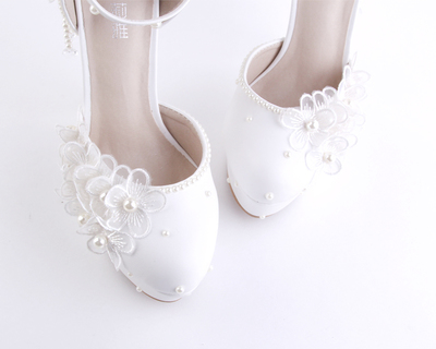 新款白色蕾絲珍珠超高跟新娘鞋紅色水晶流蘇圓頭婚鞋防水臺細跟女單鞋 岸森圓頭單鞋型號【價格 圖片 品牌 報價】-蘇寧易購富天興鞋帽服飾專營店